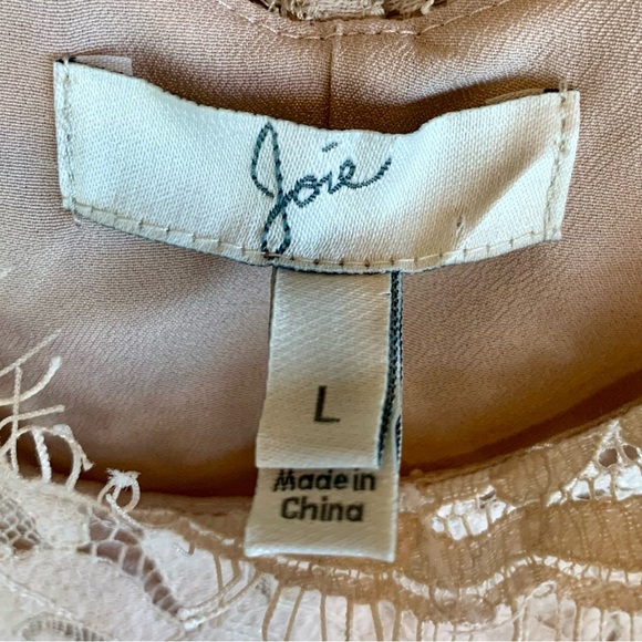 Joie Rori Lace Fringe Mini Dress Mushroom Tan Champage - Picture 9 of 14